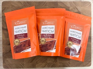 Картофель «Бруто» с солью 130 гр.: Мясо (АЛЬЯНС) вяленое курица 